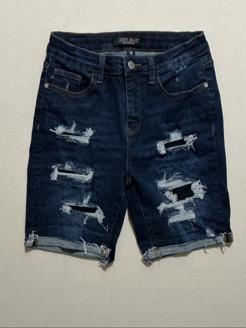 Judy Blue Dark Indigo Distressed Men's Jean Shorts
